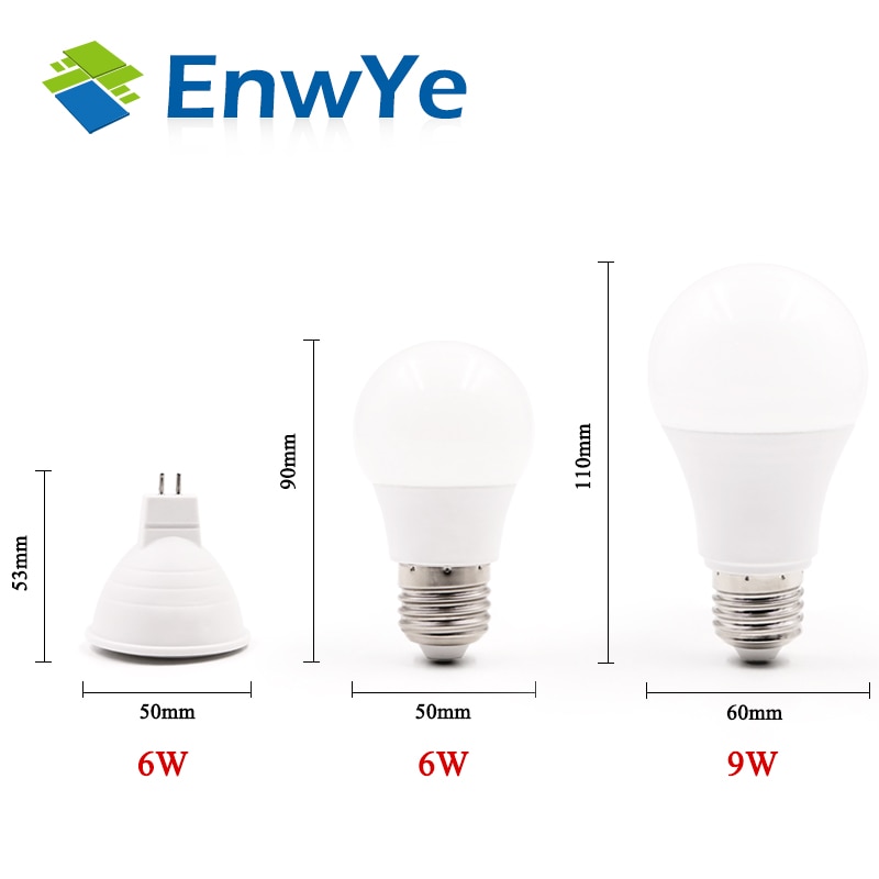 EnwYe LED Lamp Cup MR16 6W E27 LED Bulb Lights 6W 9W 12W 15W 220V Led Lamp Energy Saving Lamp DC 12V LED Lighting bulb