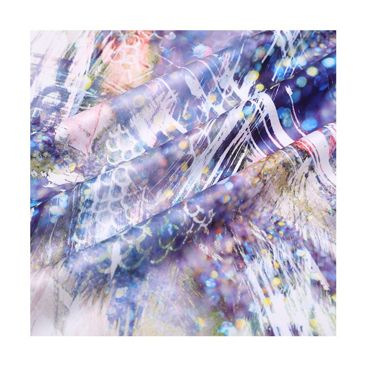 Matt stretch satin fabric meter digital printing pajamas cheongsam home wear fabric polyester spandex fabric cloth