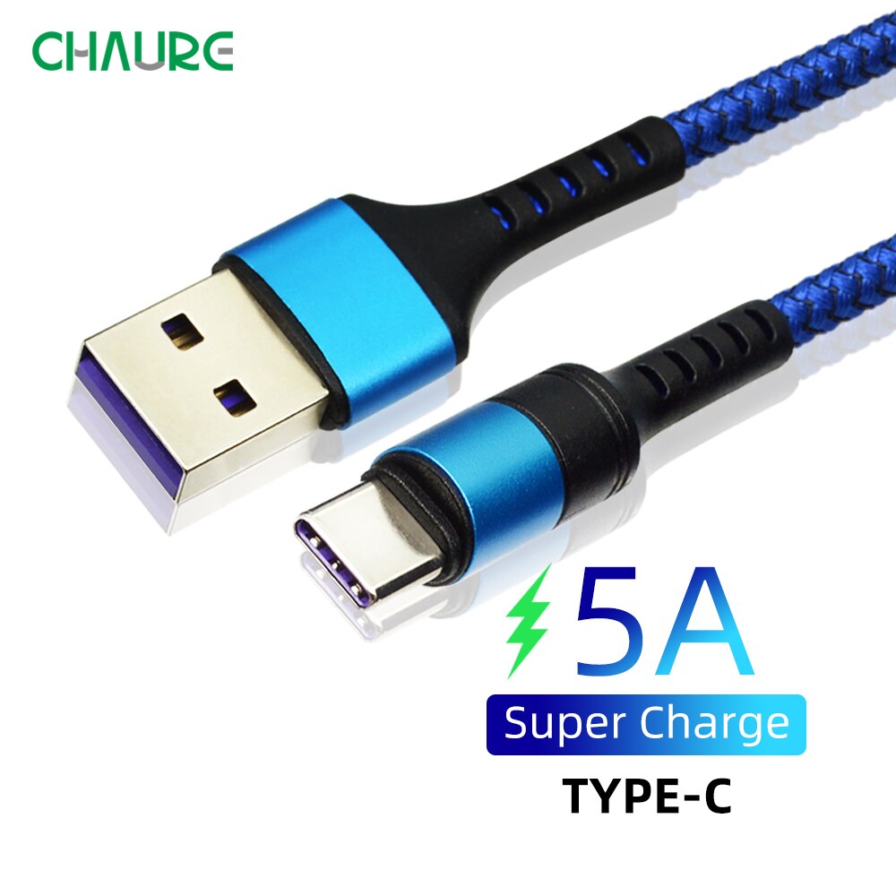CHAURE USB Type C Kabel 5a Voor huawei Xiaomi Mobiele Telefoon Kabels Snelle Opladen Data Sync type c kabel Snelle lading kabel 1m 2m