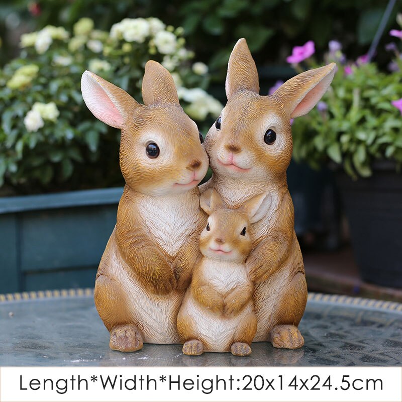 Udendørs haveindretning skulptur mor barn kanin statue simulation egern harpiks dekoration græsplæne have landskab skulptur: B
