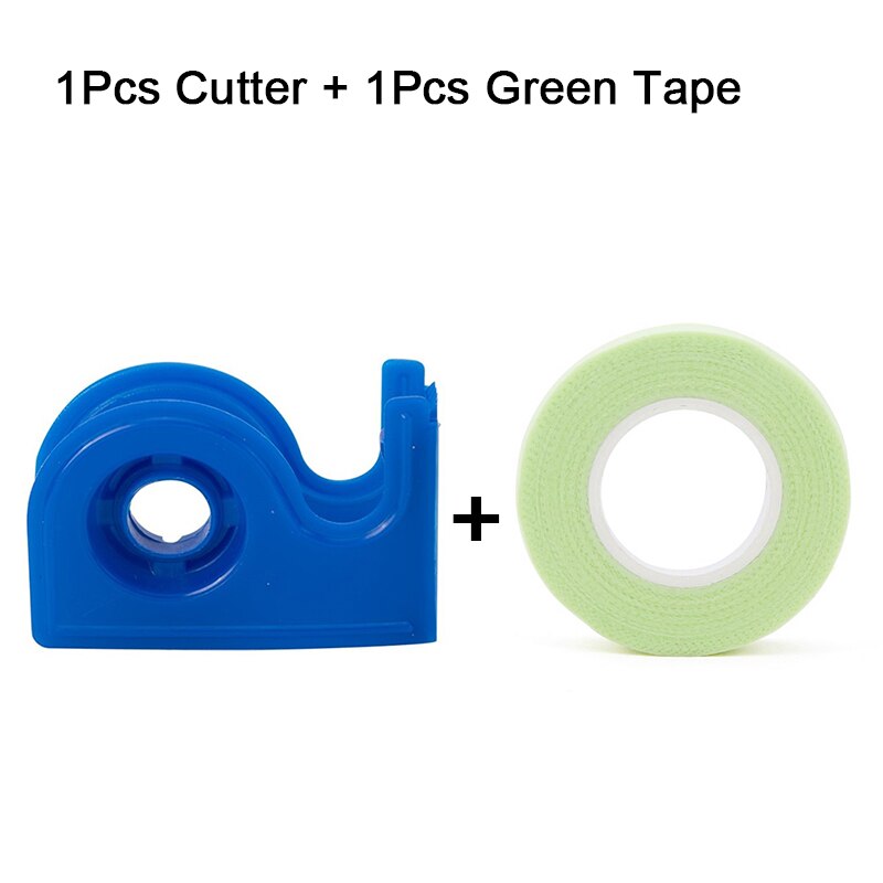 Quewel Geënt Wimper Isolatie Tape En Draagbare Tapes Snijder 2/4Pcs Niet-geweven Enten Wimpers Patches Ademend tool: GreenTape and Cutter