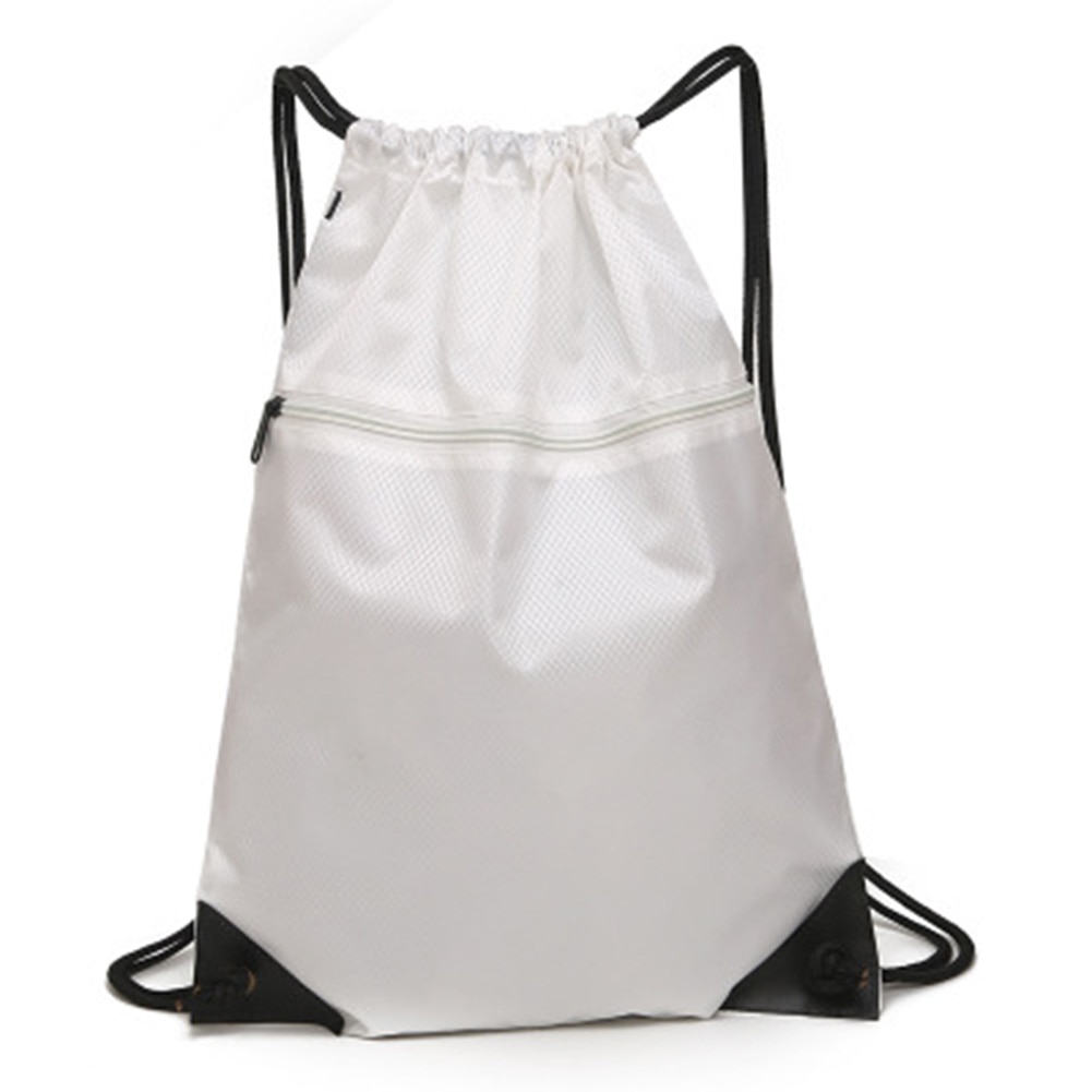 Unisex Drawstring Bag Simple Sports Backpack For Men Women Fitness Training Travel Lightweight Backpack Bag: White