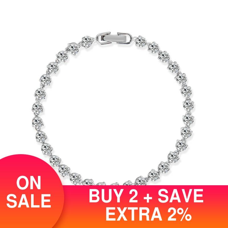 925 sterling silver circle round tennis bracelet bangle for wedding women bridal bride christmas moonso S4799