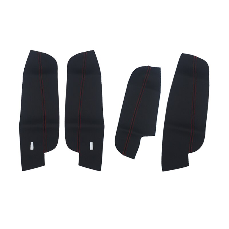 4 sztuk miękka skóra podłokietnik drzwi obudowa robić VW Tiguan 2017 2018 2019 akcesoria robić wnętrza samochodu podłokietnik drzwi pokrywa na podłokietnik samochodowy wykończenia: czarny-czerwony linia