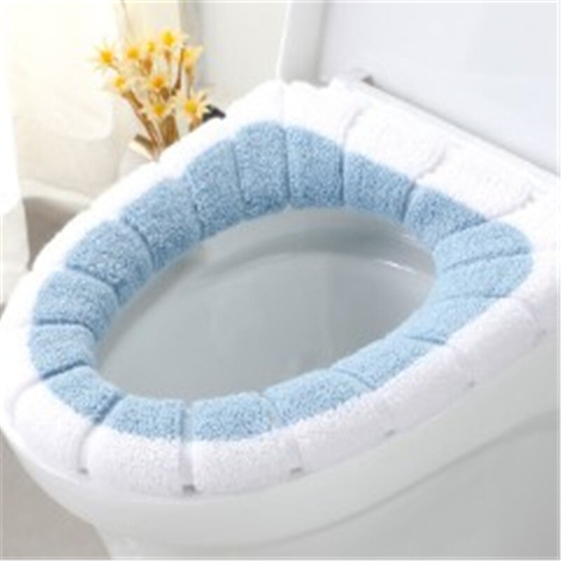 cómodo de invierno adulto de asiento de inodoro felpa aterciopelada grueso cálido baño Mat retrete lavable tapa Accesorios: 2