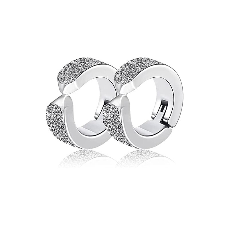 Boucles d&#39;oreilles magnétiques en acier inoxydable, 6 paires, Clip sur CZ, sans perçage, pour hommes et femmes, tous âges: Style E-1 pairs