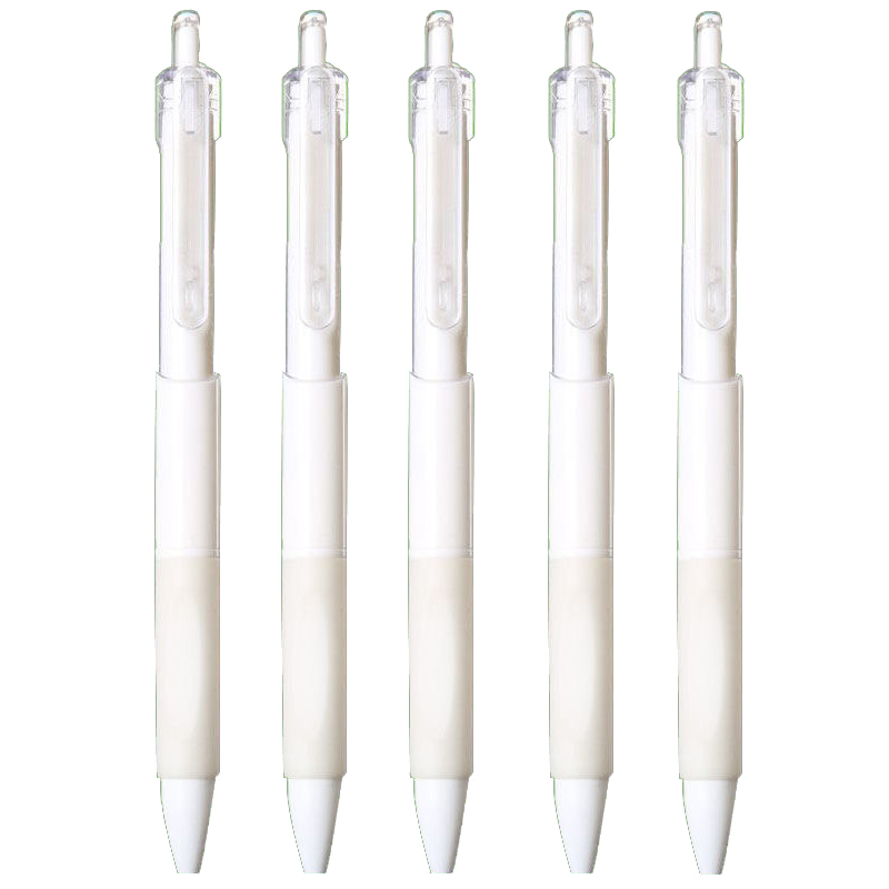 Paquete de 5 bolígrafos de clic recargables negros de alta estética de 0,5 mm para uso en estudio y oficina: Rojo