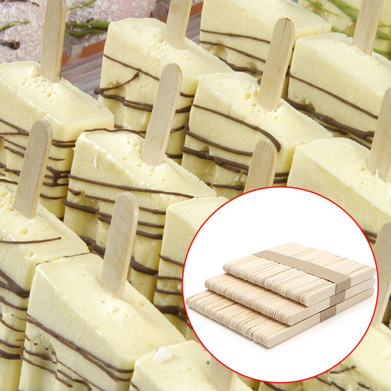 50pcs/lot Wooden Popsicle Sticks Natural Wood Ice Cream Sticks Kids DIY Hand Crafts Art Ice Cream Lolly Ice Tools