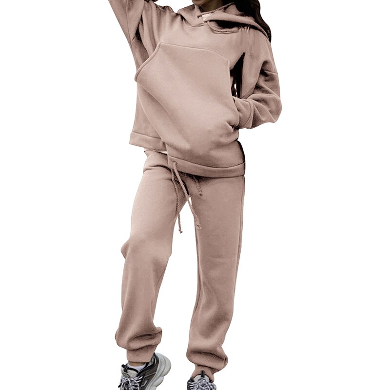 LOOZYKIT survêtements à capuche 2 pièces ensemble sweat + pantalon femmes Sport costume printemps et automne ample solide Cocor vêtements de Sport: 4 / S