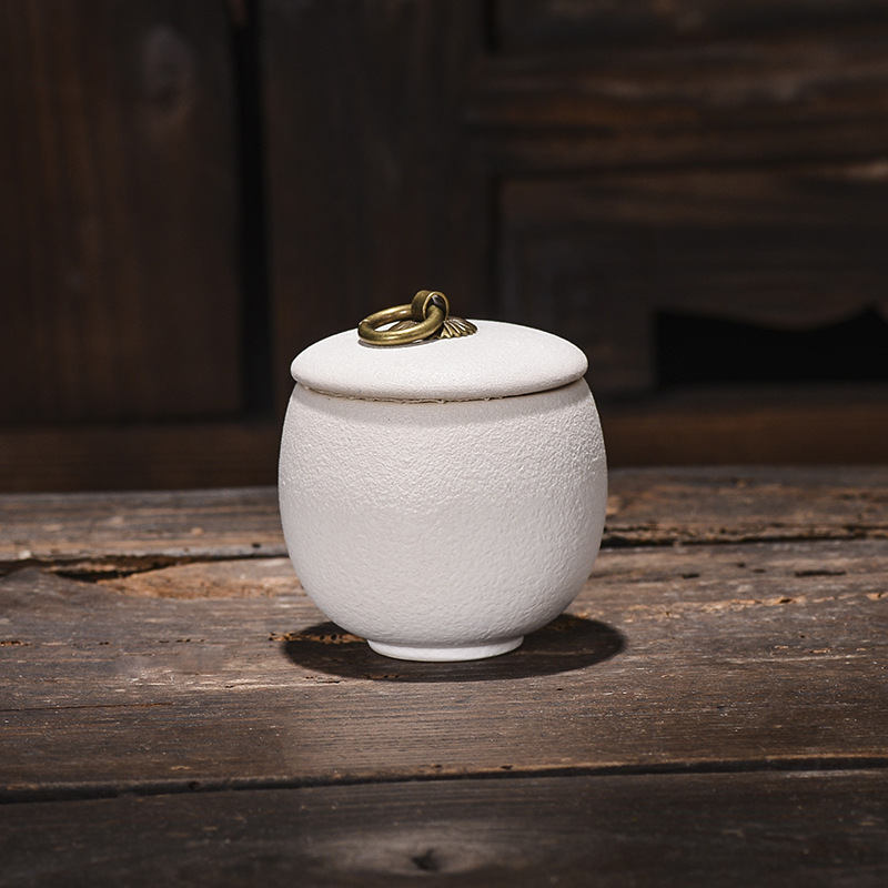 Słoik na herbatę ceramiczny, do kawy, do żywności, szczelny, do gospodarstwa domowego, odporny na wilgoć, do przechowywania, przenośne pudełko podróżne, pojemnik do przechowywania, do domu: Jasnoszary