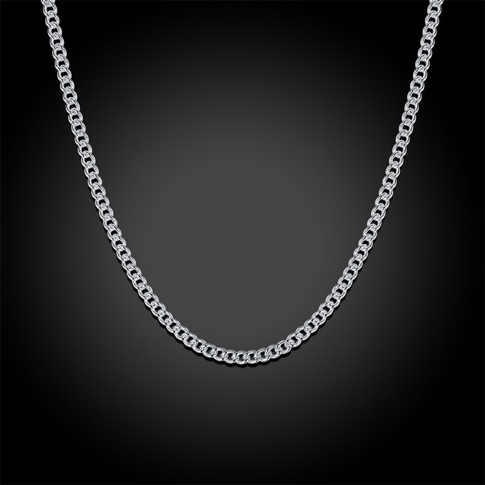5pcs/lot 925 Sterling Silver 2mm Classic Curb Chain Necklace For Women Men's Side Chain Bijoux