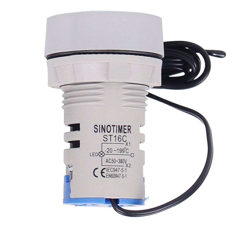 ST16C 22mm Round LED Digital Display Thermometer Temperature Meter Tester Indicator Signal Light -20-120 Celsius