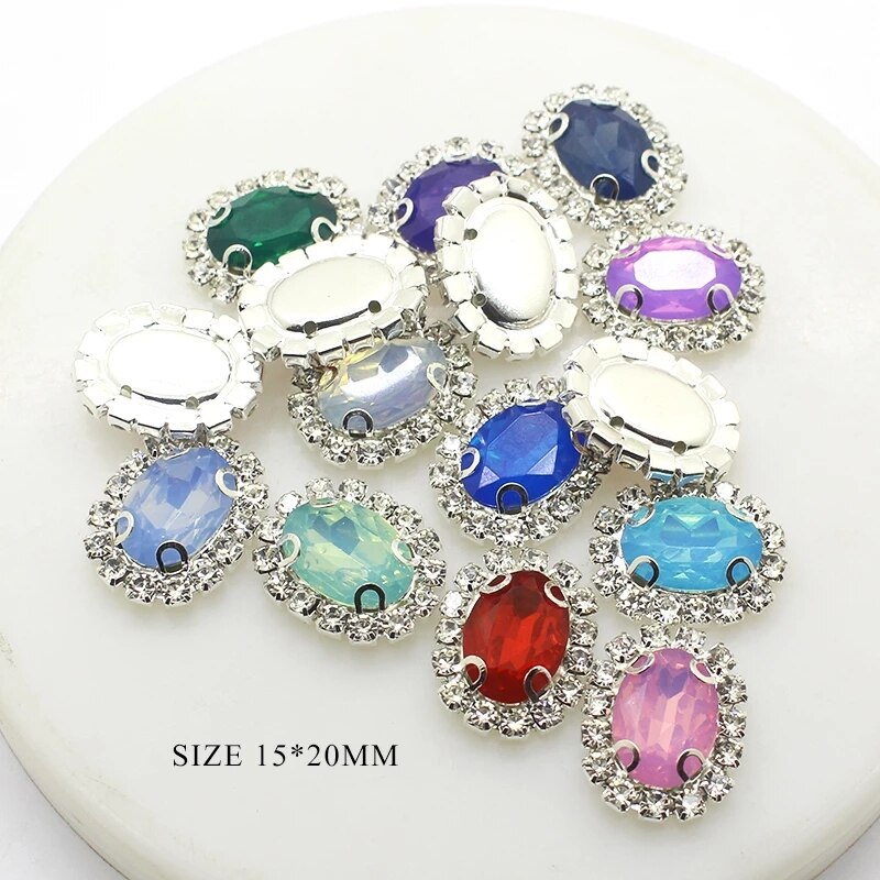 Gorąca sprzedaż 10 sztuk/partia 15*20mm RhinestoneResin galaretki kolor akcesoria do ręcznie wykonane nowe mody błyszczące Cabochon...