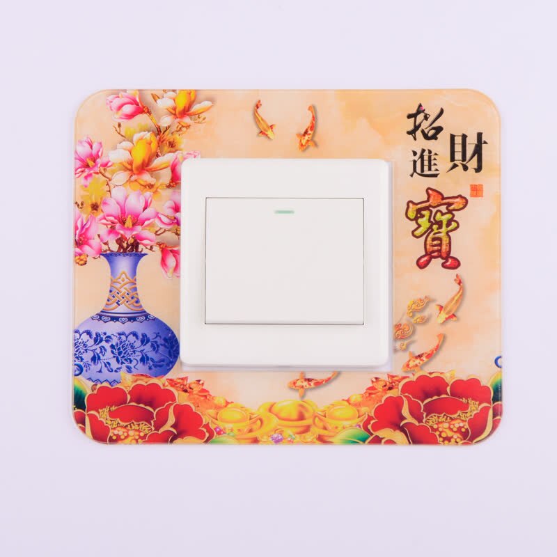 Traditional chinese style Acrylic Socket switch sticker Wall stickers Home decor Living room decoration Light switch cover plate: H