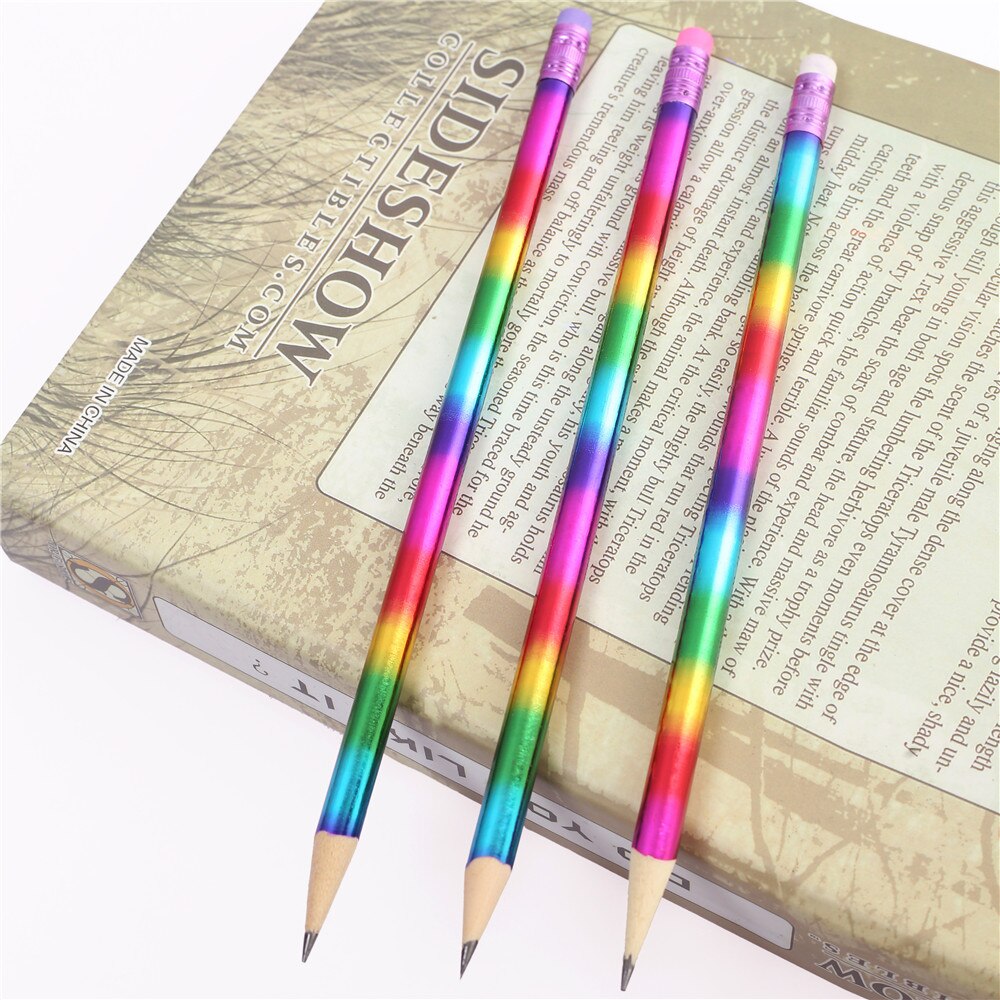 6 Pcs Rainbow Pencil Wood Environmental protection Pencil Bright color Appearance Pencil school office writing Pencil