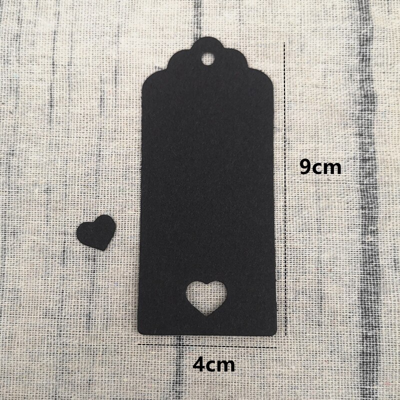 100Pcs Zwart Papier Tags Kraftpapier Tag Hoofd Label Festival Note Diy Blank Prijs Hang Tag Verjaardag Wedding Party kaarten Tag: 4x9cm Heart