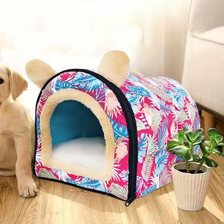 Confortable chat grotte belle Bow chiot hiver lit maison chenil polaire doux nid pour petit moyen chien maison pour chat: Bleu / S