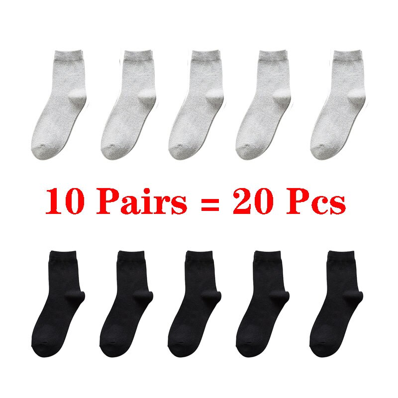 10 par= 20 stk business casual bomuld hvide sokker mænd forår efterår vinter ensfarvede crew sokker mandlige åndbare strømper meias: 11