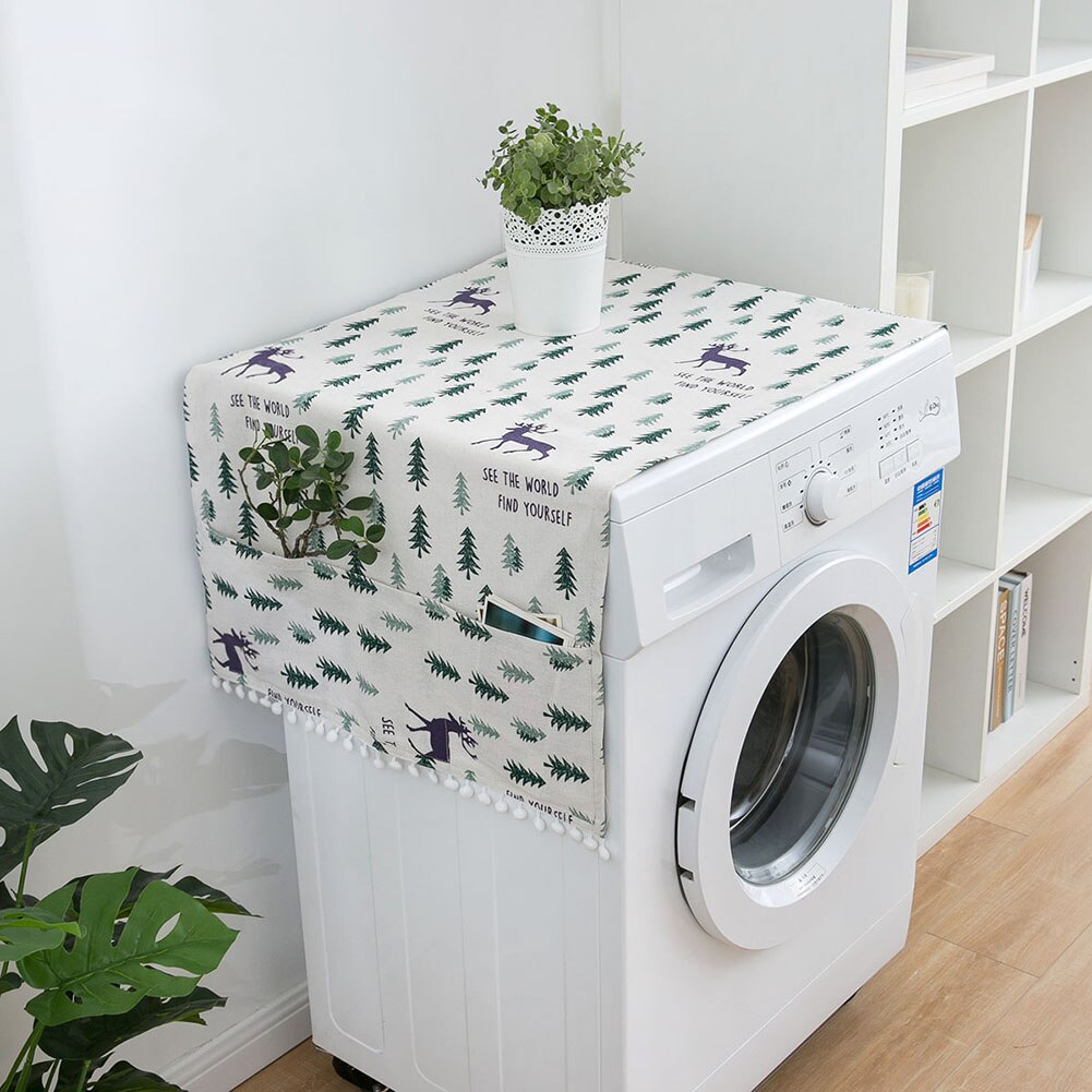 Geometriske rombestøvdæksler vaskemaskine dækker køleskabsstøvbeskytter med lomme bomuldsstøvdæksler rengøring til hjemmet: 1