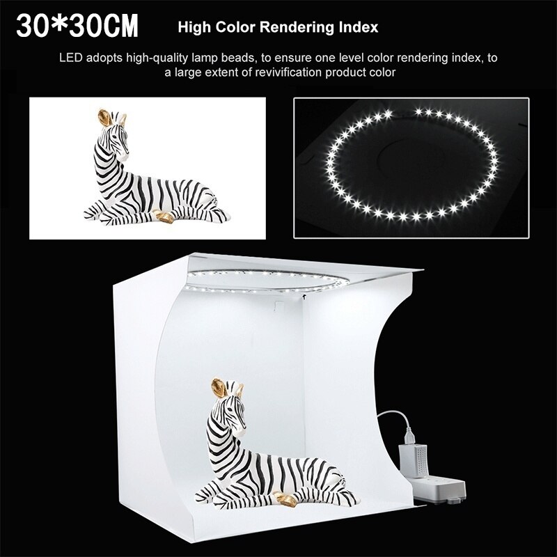 Mini Photography Lightbox Portable Photo Studio Box 20/30cm LED Softbox light box Studio Shooting Tent Box Kit with 6 Backdrops