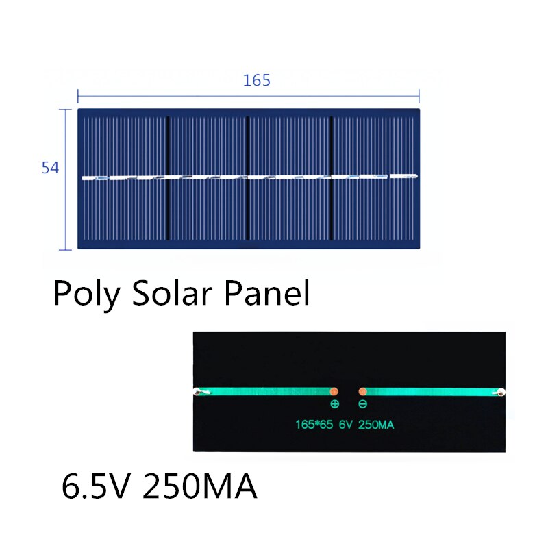 Mini Poly Solar Panel 6.5V 6V 250MA 1.5W for Solar Epoxy Assembly Flashlight Dedicated 165*65MM