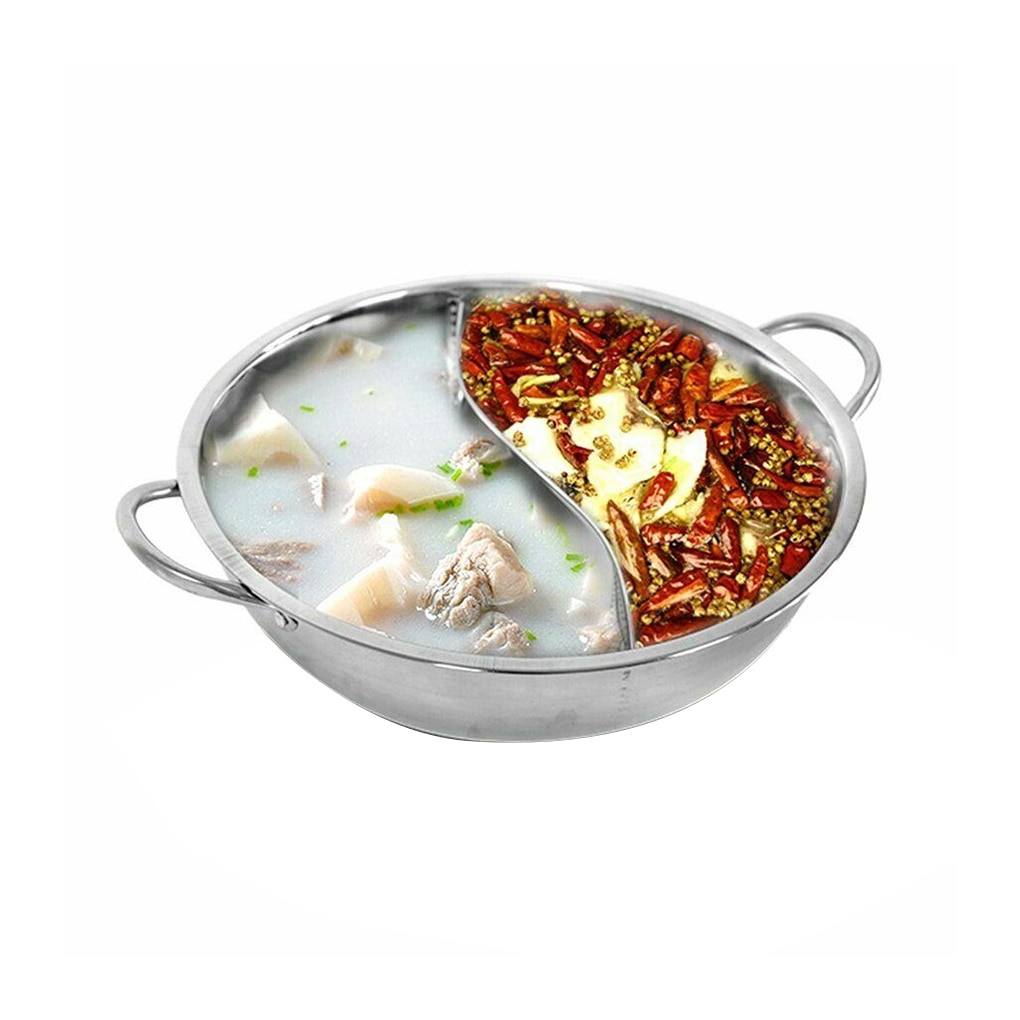 Stainless Steel Pot hotpot Induction Cooker Gas Stove Compatible Pot Home Kitchen Cookware Soup Cooking Pot Twin Divided