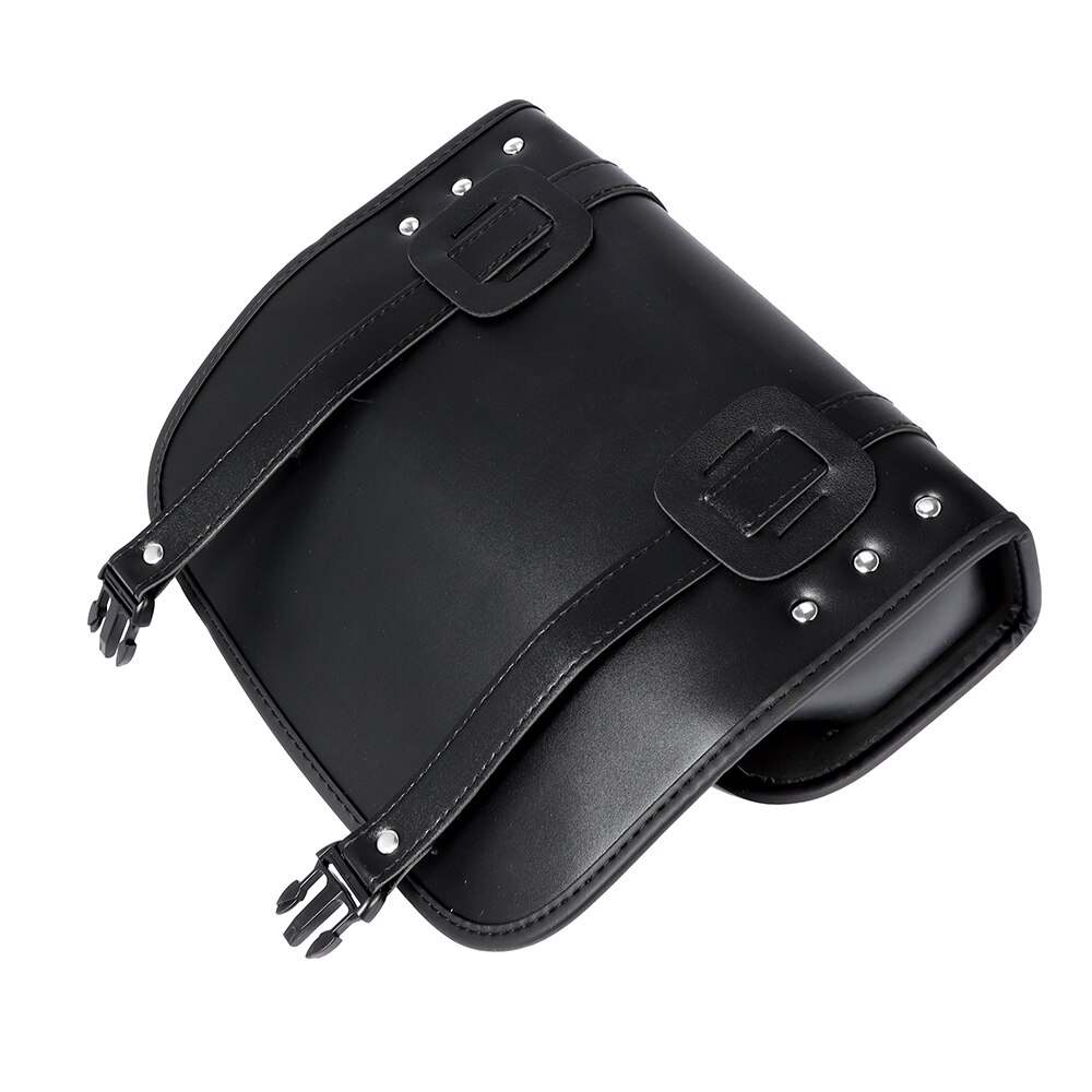 Motorcycle Fork Bag Waterproof Motorbike Handlebar Bag PU Leather Saddlebag Front Rear Storage Tool Pouch Tool Tail Bag Black