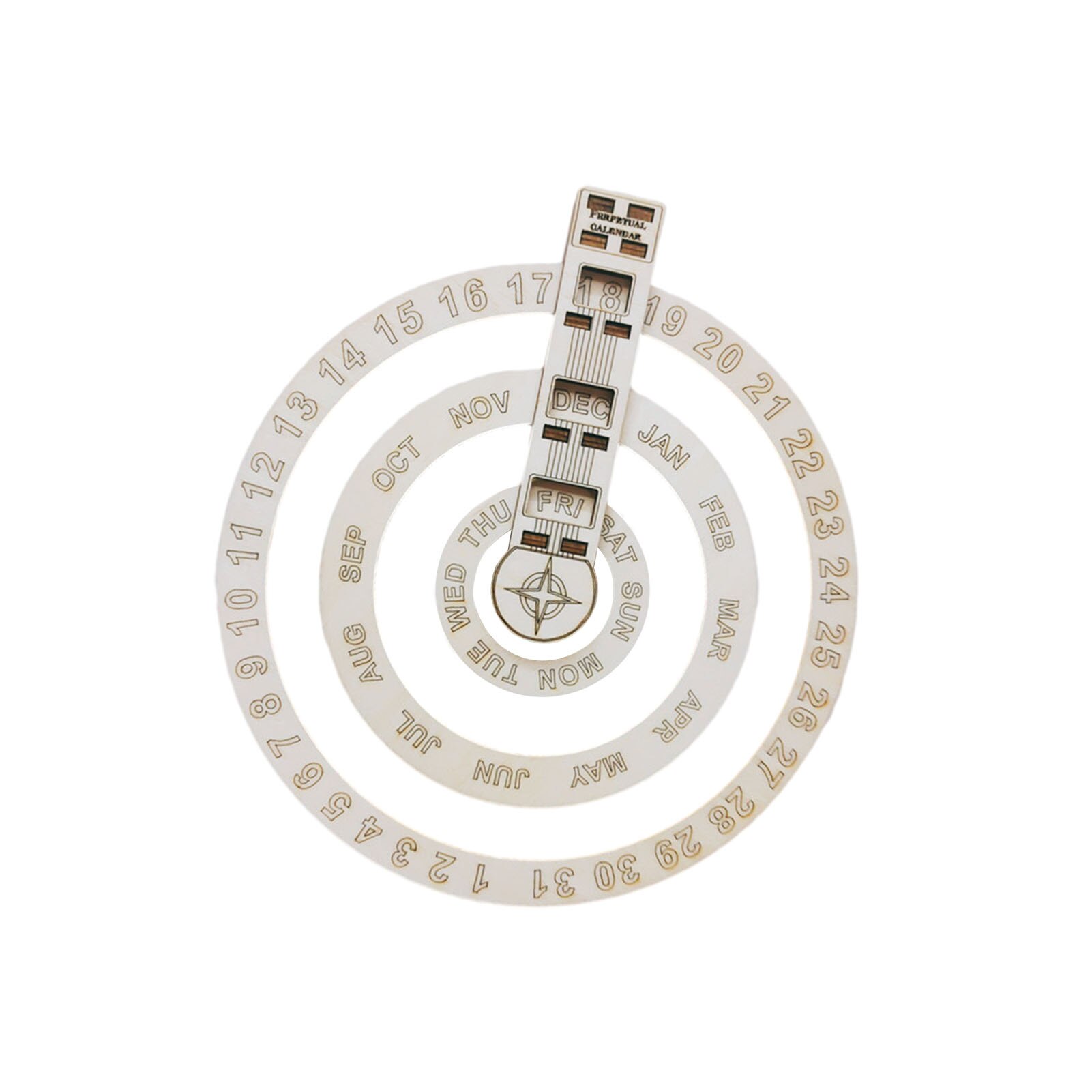 Wooden Rotary Calendar Wooden Round Rotating Calendar Wall Decoration Perpetual Calendar: Default Title