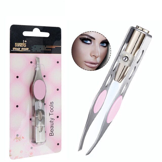 Dalse – pince à épiler avec lampe LED, Mini pince à épiler pour sourcils, maquillage, outils de beauté, épilation, coupe délicate: A