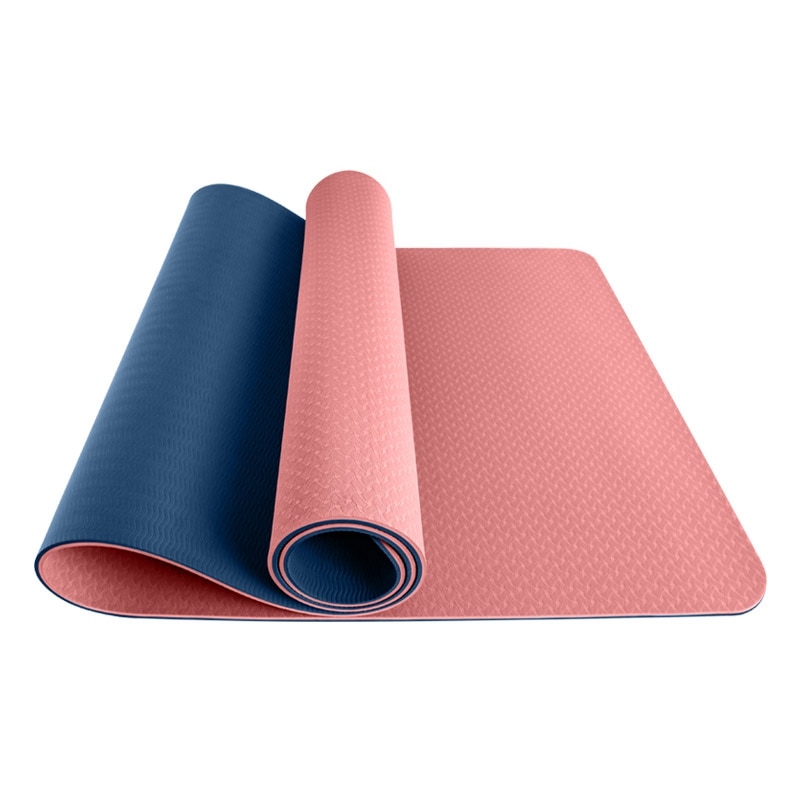 6Mm Tpe Yoga Mat Antislip Milieubescherming Anti-Slip En Verdikking Beginners Fitness Mat (Roze + Blauw): Default Title