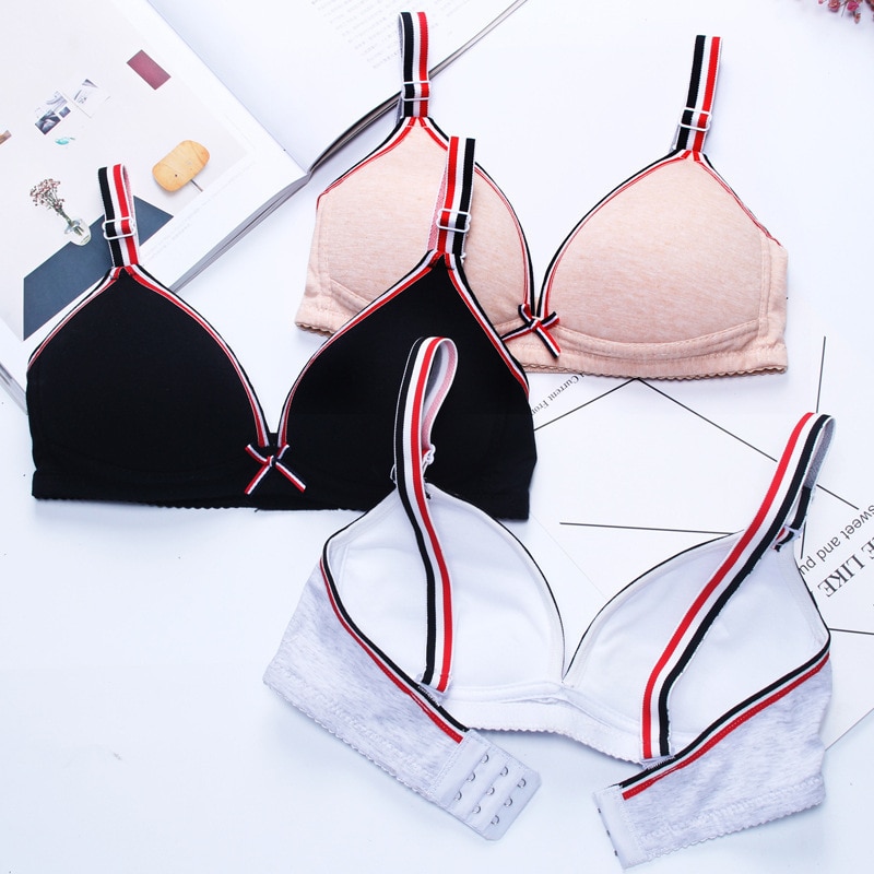 Girls Bra Kids Thin Cotton Teenage Underwear Small Young Girl Training Bra Sports Student Children Bra 3/4 Cup