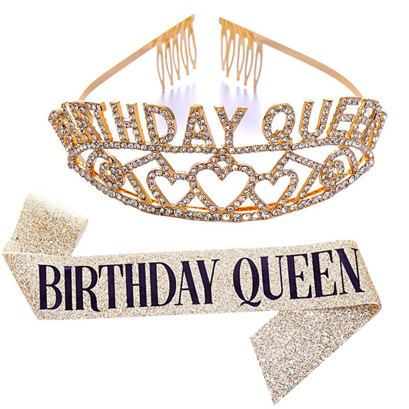 Pink Silver Gold Birthday Shoulder Strap Queen Birthday Banner Girl 18 20th Birthday Garland Happy Birthday Party Decor Adults