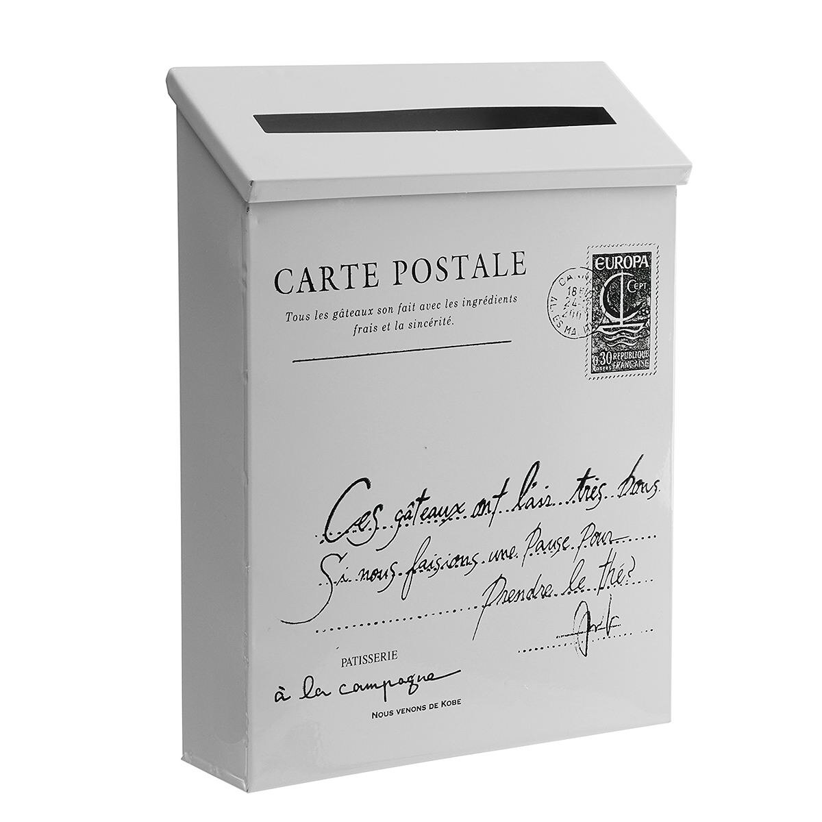 Retro American Pastoral Wall Mounted Mailbox Bucket Newspaper Boxes Mail Box Metal Letter Post Mailbox Garden Decoration: White