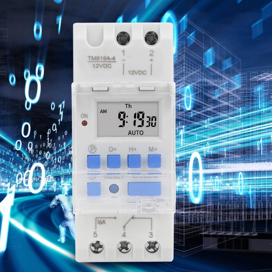 Timer bryter uke timer bryter 12v dc 16a lcd display med nedtellingsfunksjon avtakbart batteri cronometro digital