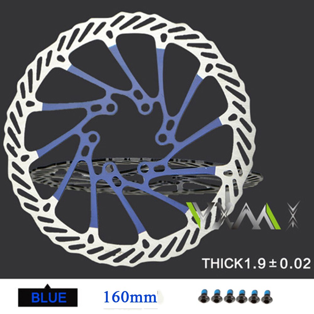 VXM Schijfremrotor 203/180/160/140/120mm 6 Inch G3 Rvs Rotor disc Voor Mountain Road Cruiser Fiets fietsonderdelen: Blue  160MM