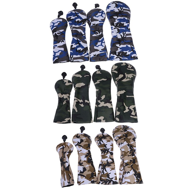 4 Stuks Pu Golf Hoofd Covers Voor #1 Driver #3 #5 Fairway Woods Clubs Headcovers Camouflage Patroon stofdicht Covers