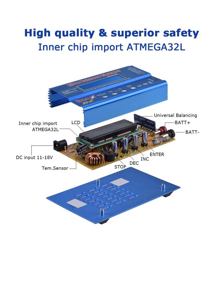 Battery Lipro Balance Charger iMAX B6 charger Lipro Digital Balance Charger 24v 3A Adjustable Power Adapter Charging Cables