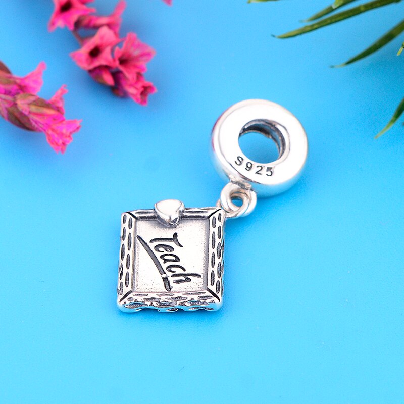 925 Sterling Silver Wish Letter Chalkboard Dangle Charms Beads Fit Original Snake Charm Bracelet DIY Jewelry Making berloque