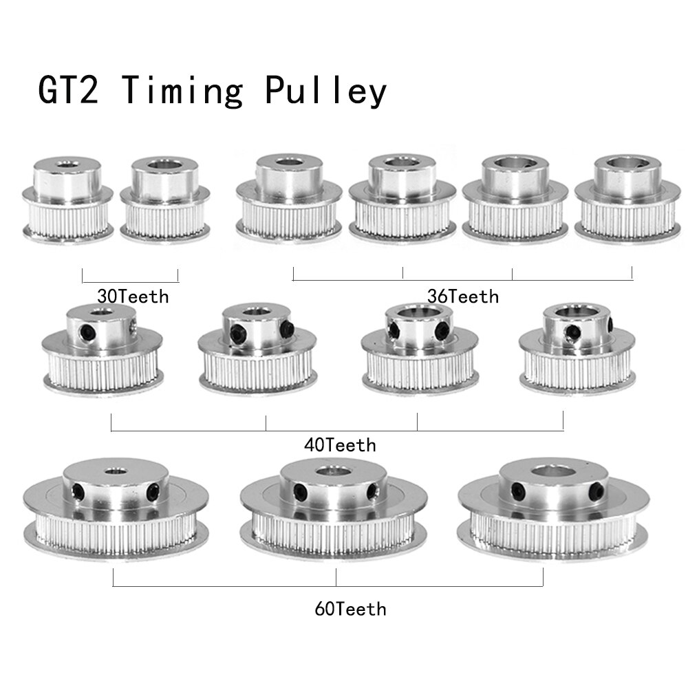 1 stücke GT2 Timing Pulley 30 36 40 60 Zahn Rad Bohrung 5mm 8mm Aluminium Zähne Teile Für GT2 Zahnriemen Reprap 3D Drucker Teile