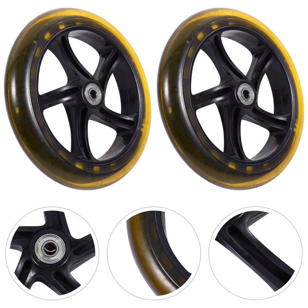 2pcs Scooter Wheels Mute Replacement Wheels 180mm PU Wheels Scooter Parts: Default Title