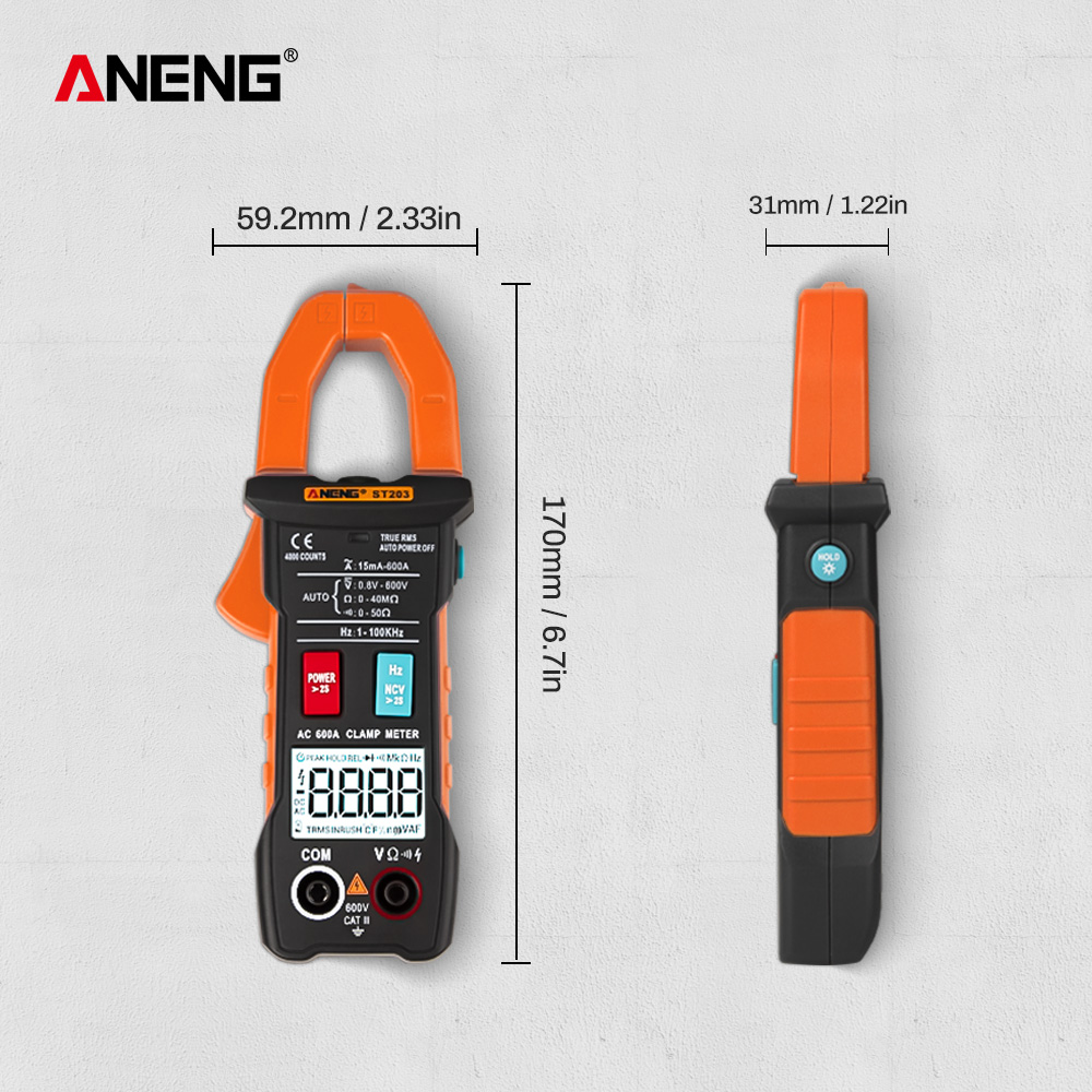 Ægte rms digital klemmemåler dc vekselstrømspænding ampere ncv ohm tester amperemeter multimeter elektriker værktøj
