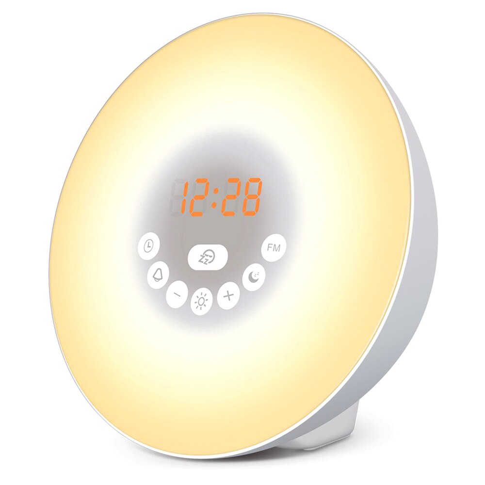 Gosear wake-up luz do nascer do sol simulação despertador sensor de toque em mudança de cor rgb lâmpada led com rádio fm: UK plug