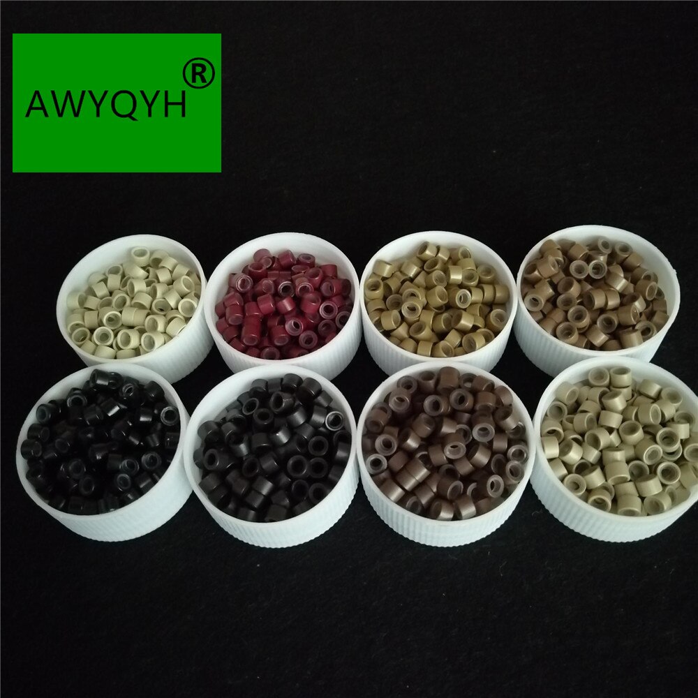 1000 pièces 4.5mm silicone doublé Micro liens anneaux perles plume cheveux extension outils pour cheveux humains