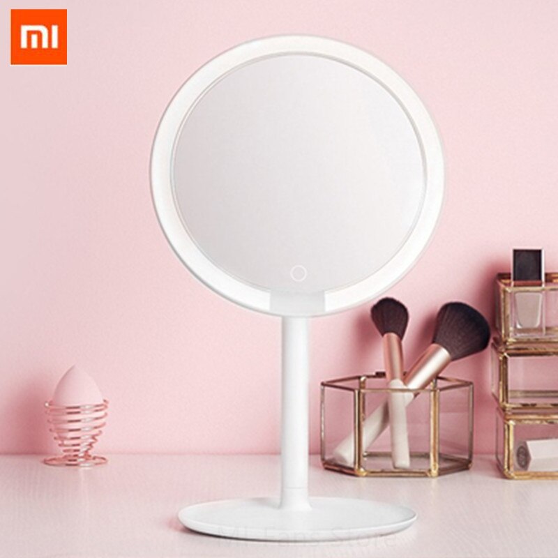 Nyeste xiaomi mijia makeup spejl desktop led oplyst bærbar type-c opladning berøringsskærm justerbar spejle lysstyrke: Default Title