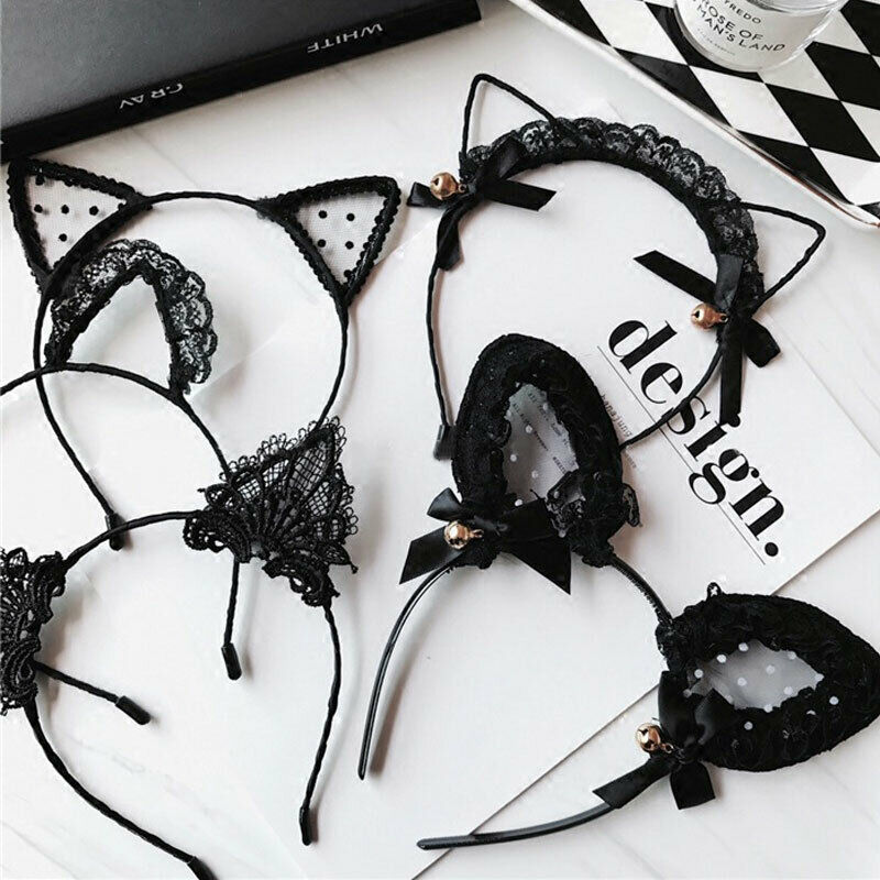 Nyeste kvinde pige kat øre hovedbånd filt metal hårbånd kostume fancy cosplay fest