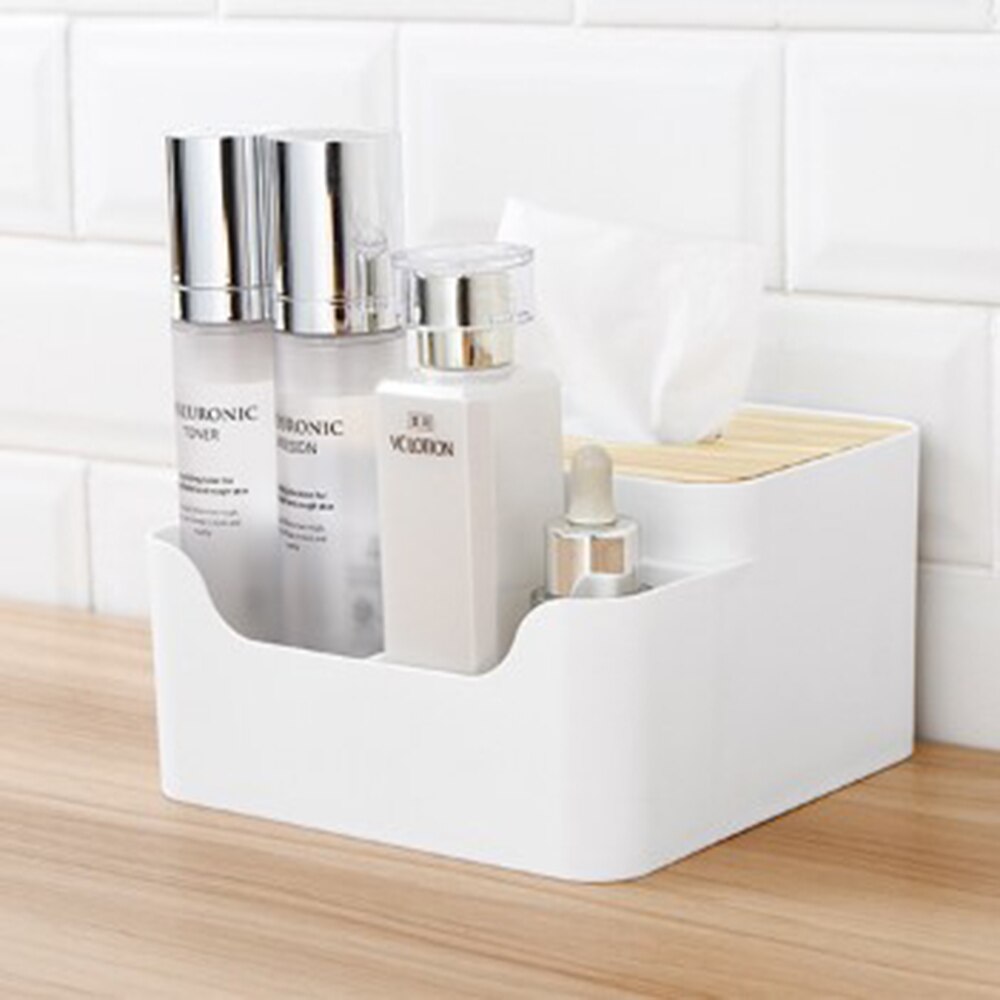 Pratical Home Desktop Tissue Box Multi-Function Living Room Bamboo Wood Lid Paper Holder Box Remote Control Storage Box: Default Title