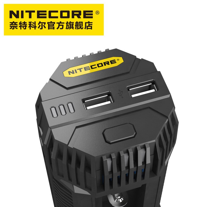 Nitecore  v2 6a 2-- kanaals batterijlader autolader met 12v aanstekeradapters en usb-poorten voor 18650 rcr 123a 17650 14500 aa
