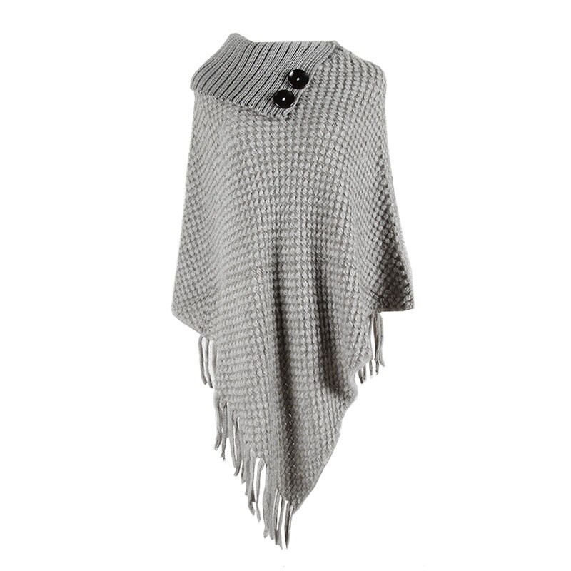Casual høstkappe overfrakk ponco dame kintting dusk topper vintage capes sjalknapper yttertøy vinterkappe gensere