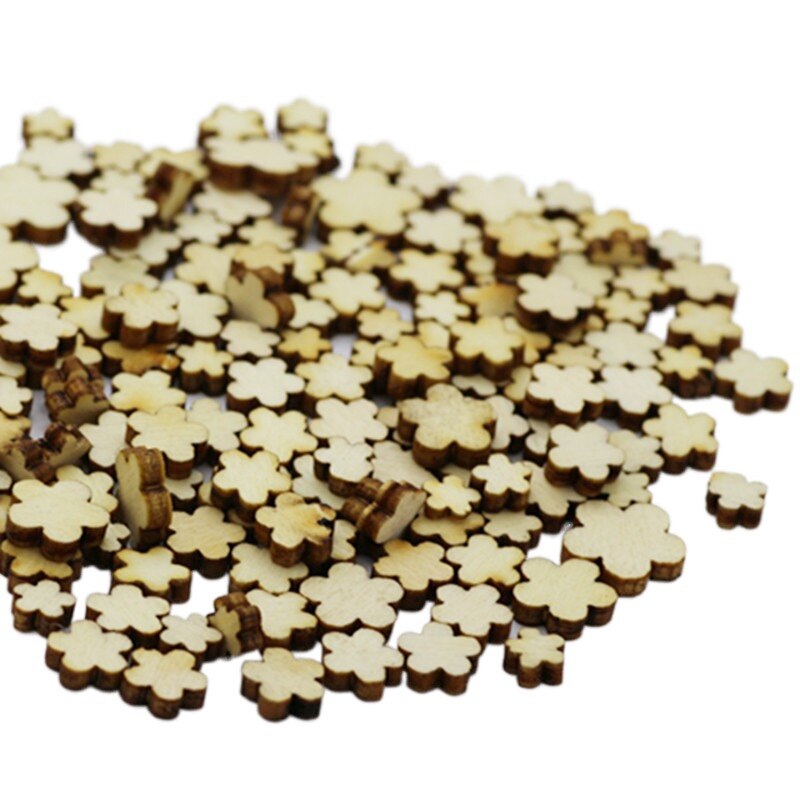 50pcs Wooden Flowers for Crafts Unfinished Wood Cutouts Wood Shapes Slices for DIY Wedding Birthday Party Favors Centerpieces