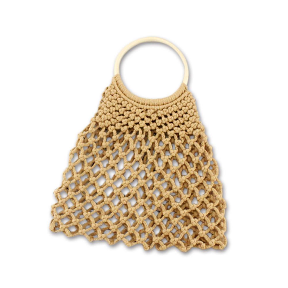 Femme évidé Net Sac À Main décontracté À La Tissé Sac Coton Sac À Bandoulière Plage Paille Tissé Bracelets Sac